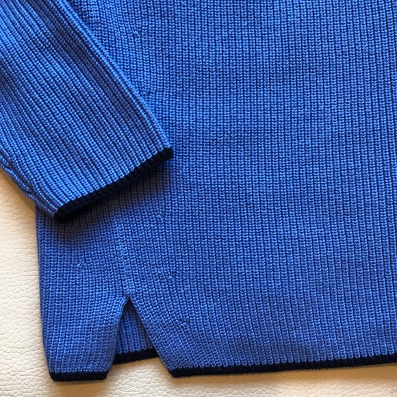 Talbots cerulean blue mock turtleneck tunic with navy trim - Picture 3 of 6